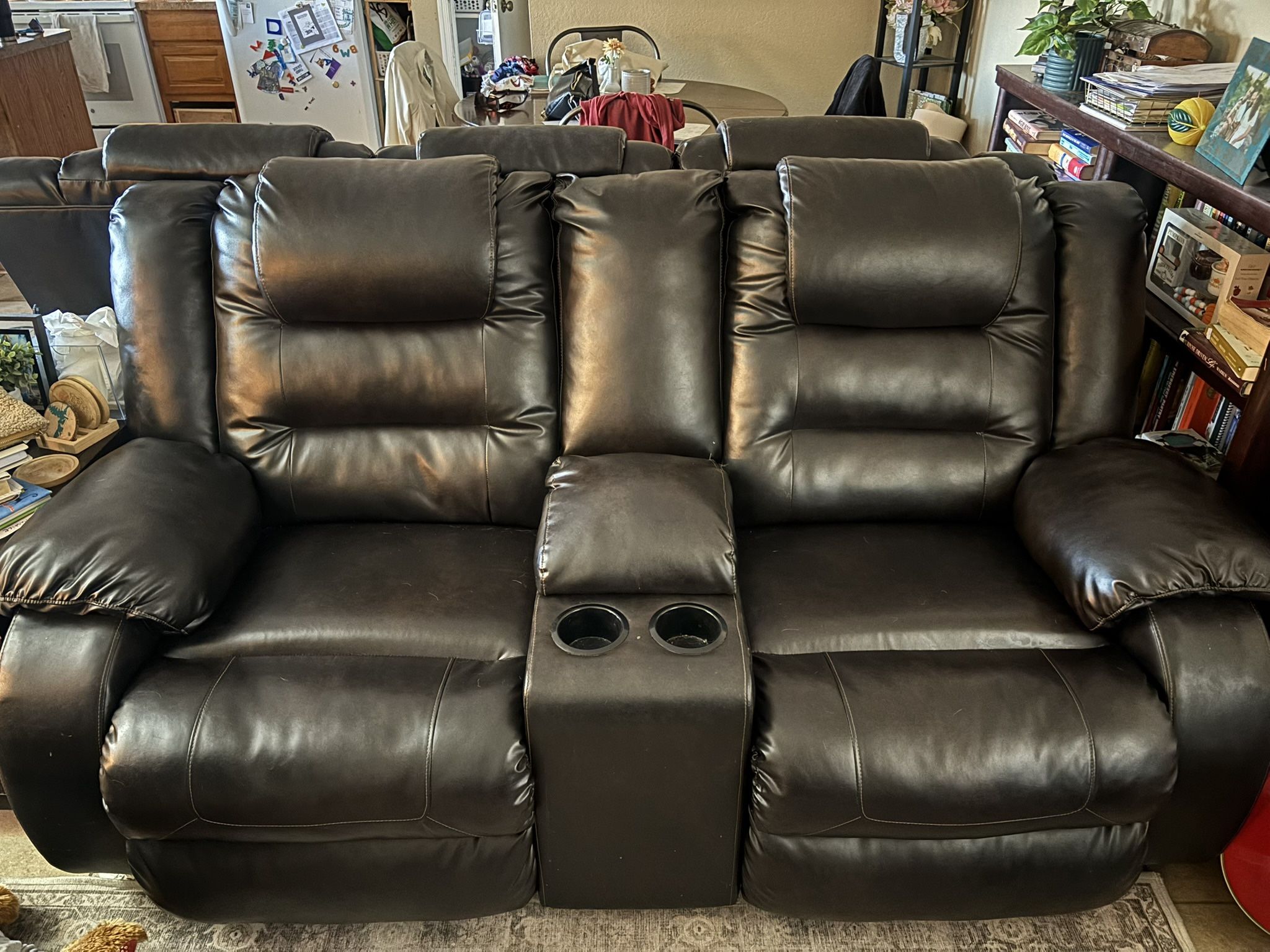 Brown Leather Recliner Loveseat