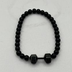 Black Dumbbell Bracelet Fit Life