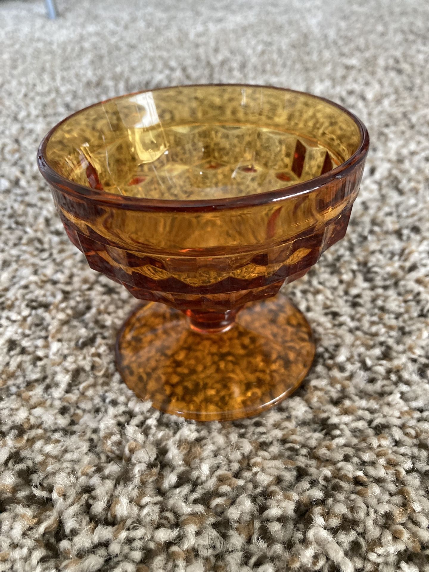 1970s Vintage Amber glass Indiana Whitehall Coupe Ice cream cup