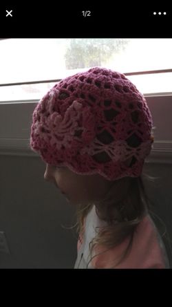 Crocheted pink hat