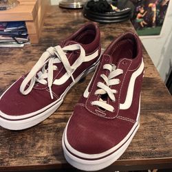Burgundy Vans Shoes Size 6.5 Women