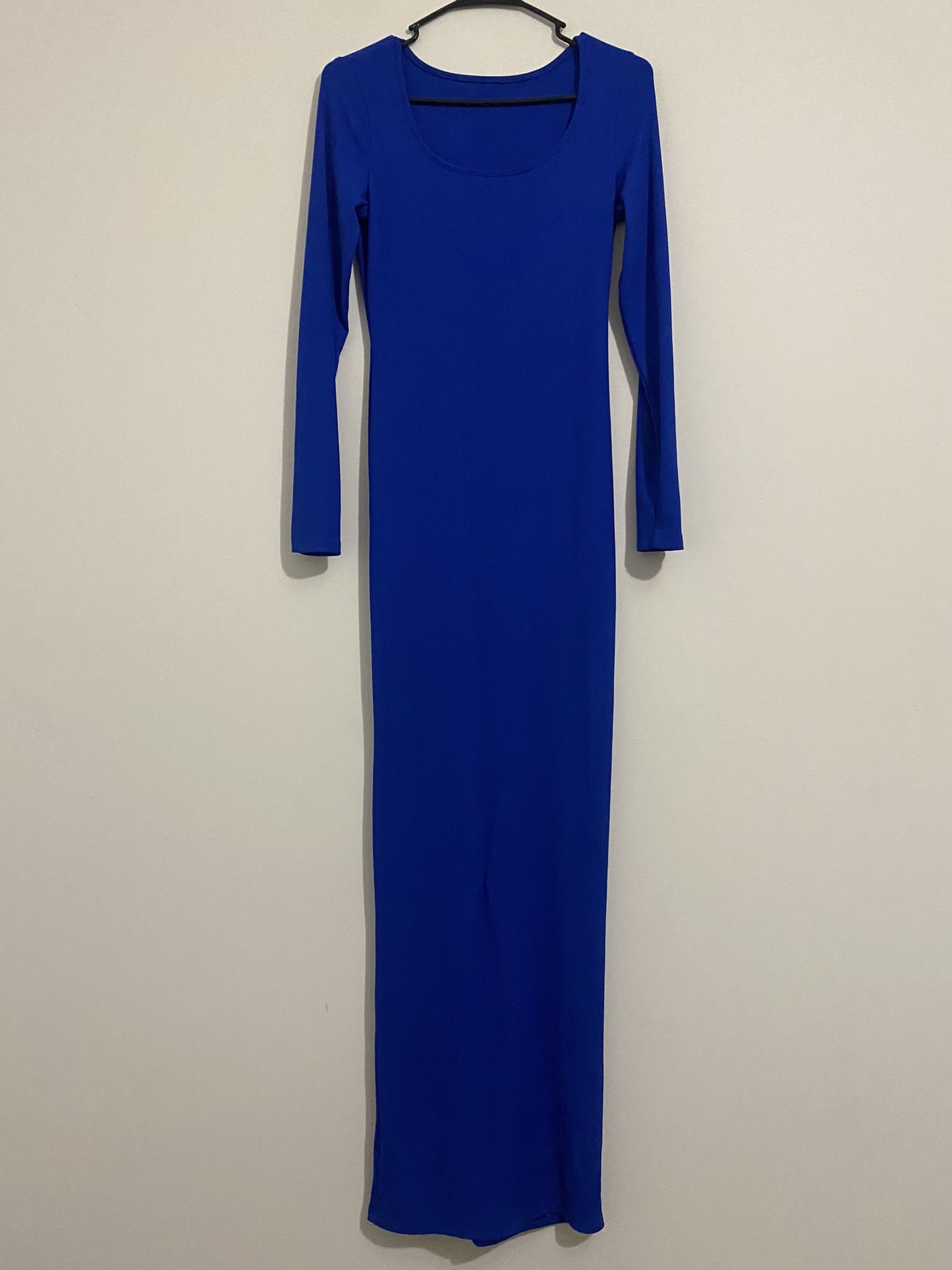 Blue Long Sleeve Body Con Dress