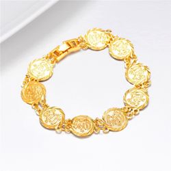 18k Gold Platinum Coin Link Bracelets