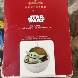 Star Wars Hallmart Ornament lot of 2 Grogu and Movie Poster marquee