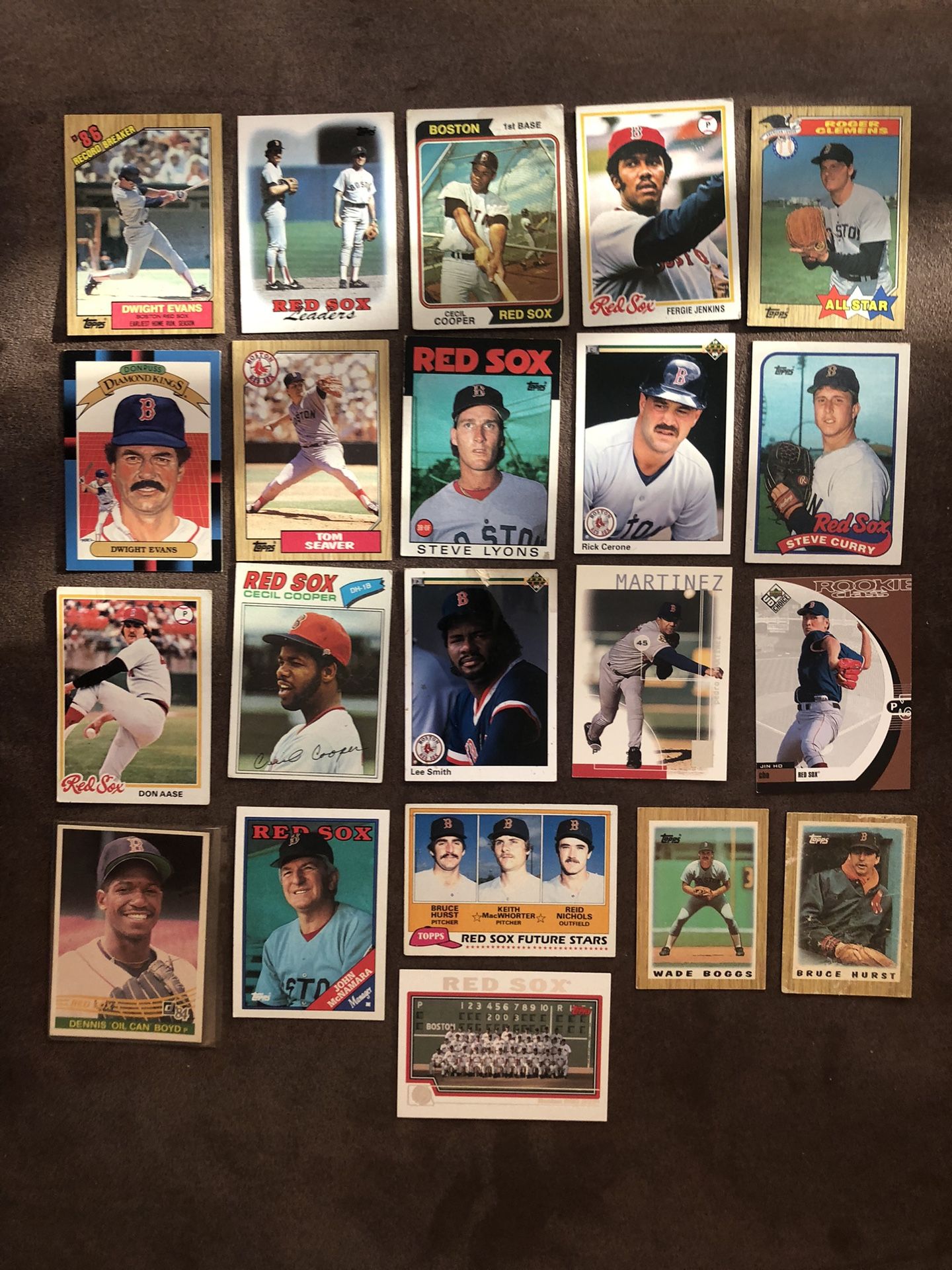 21 Boston Red Sox Mixed Lot Of Baseball Cards GC