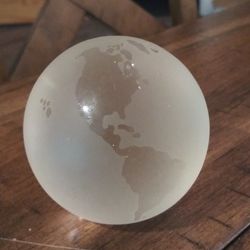 Earth Frosted Glass Paperweight.  2 1/2" round and 2 1/2" high.