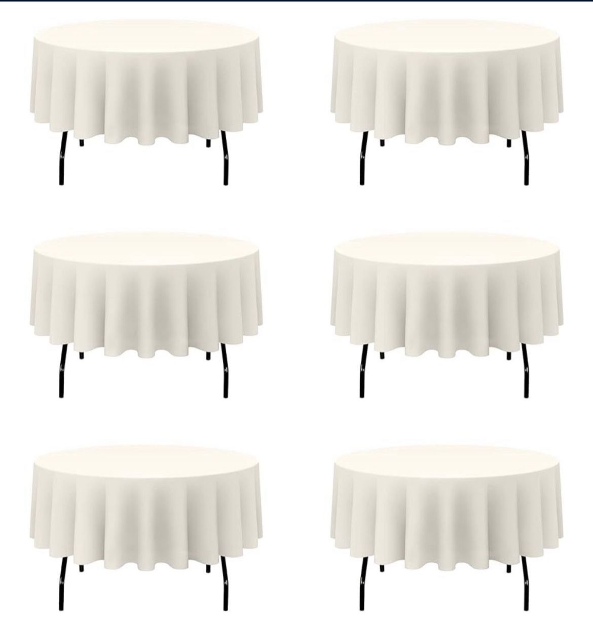 Round 70" tablecloths ivory 6 pieces sold as a set Washable