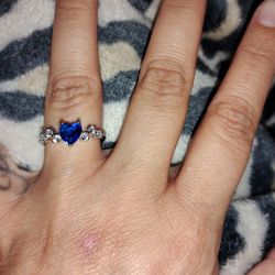 Sapphire Blue Heart Ring Sterling Silver Size 6 And 7 New