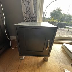 Black Wood Storage Cube With Door And 2 Shelves