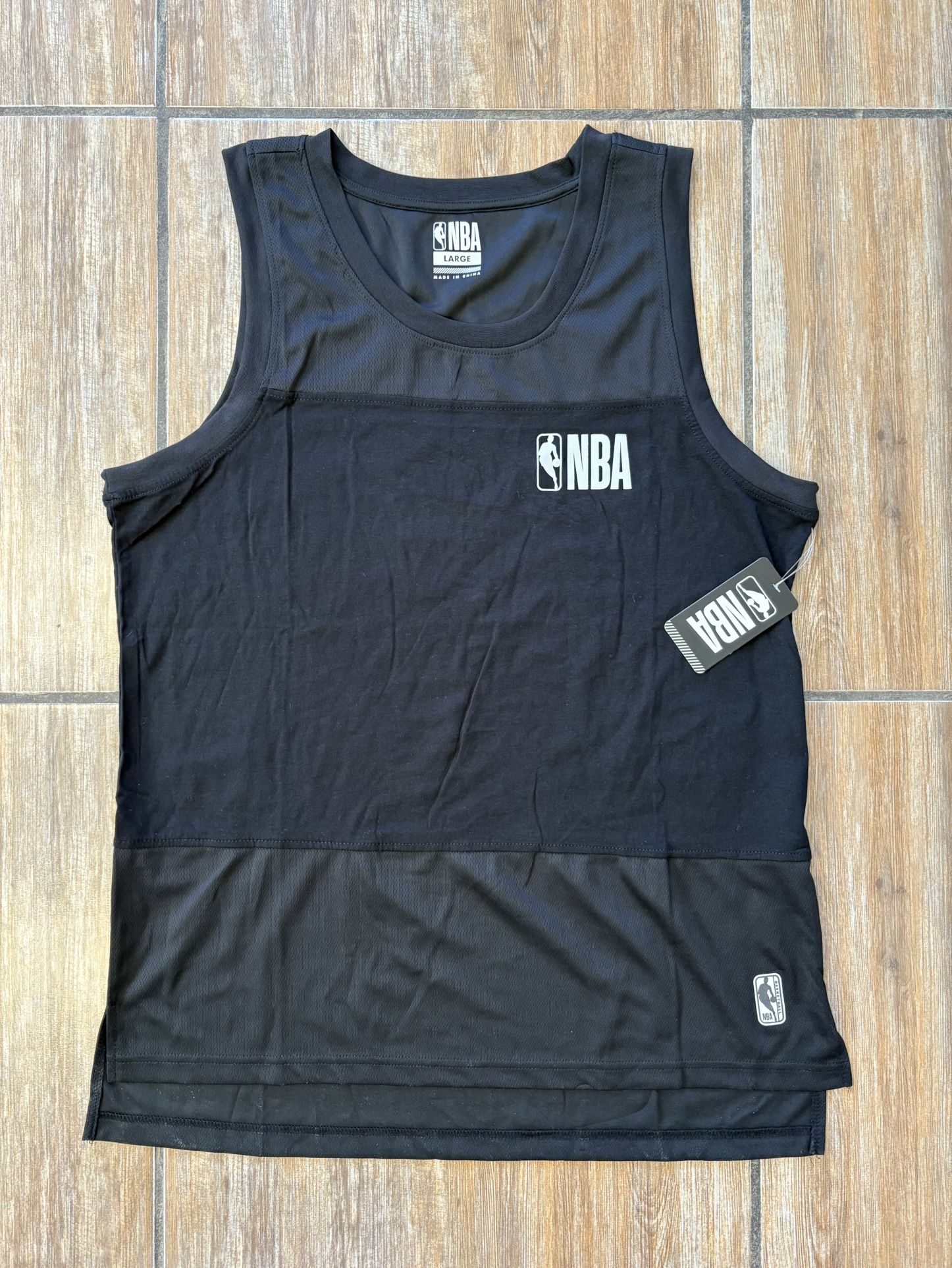 NBA Mens Official Logo Sleeveless Shirt Black Tank Top