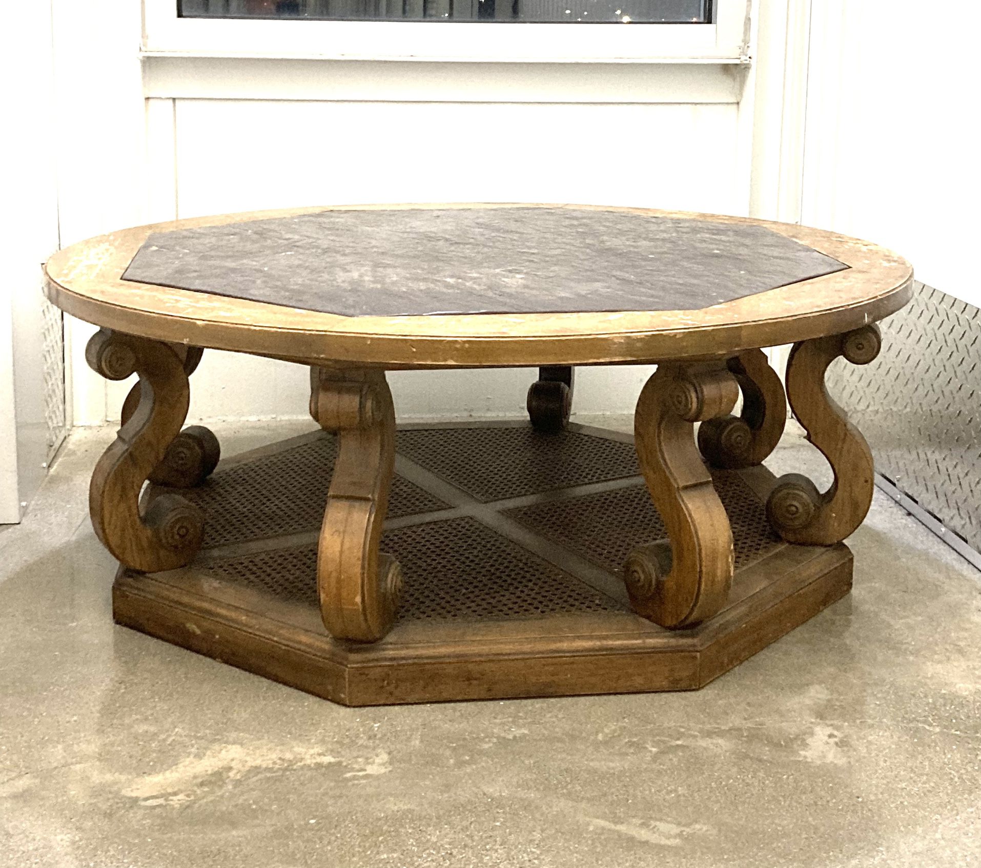 1960s Drexel Stone Walnut Wood Coffee Table