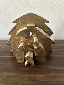 Gold Painted Wooden Christmas Tree Decoration - Centerpiece