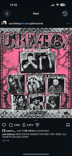 Grey day $uicideboy$ 3 tickets