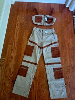 Fashion Nova FNSon Pant Utility Cargo Matching Set Beige XL