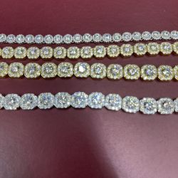 Iced Out Cluster Chain And Bracelets