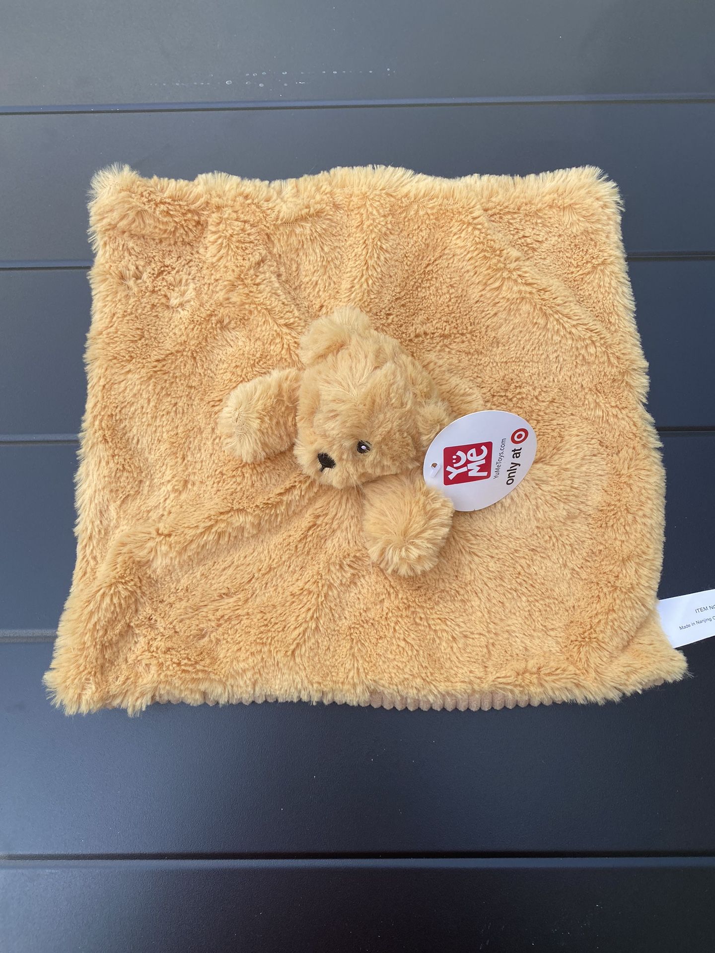 YuMe Toys Teddy Bear Security Blanket Lovey Rattle Corduroy Plush new