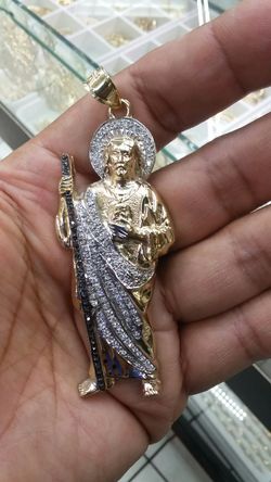 14K GOLD San Judas 70 grams 3ct diamonds