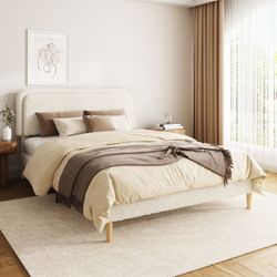 Queen size Modern Metal Velvet Upholstered Bed Frame