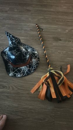 Witch hat and broom