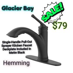 Hemming Single-Handle Pull-Out Sprayer Kitchen Faucet Deckplate Included in Matte Black
by

Glacier Bay