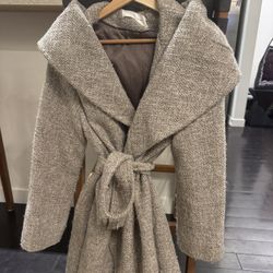Tahari Coat- Soft Bouclé Wrap Coat - Taupe (large)