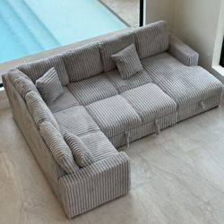 New Gray Creme Sleeper Sectional