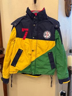 Vintage Polo Ralph Lauren Colorblock Patch Yachting Hooded Jacket Size XL