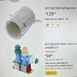 Whirlpool water, inlet valve assembly, and refrigerator housing for water filter dispenser model numbers W11482383 and model number W11482384f