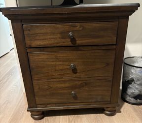 Dark Brown Wood 2-Drawer Nightstand