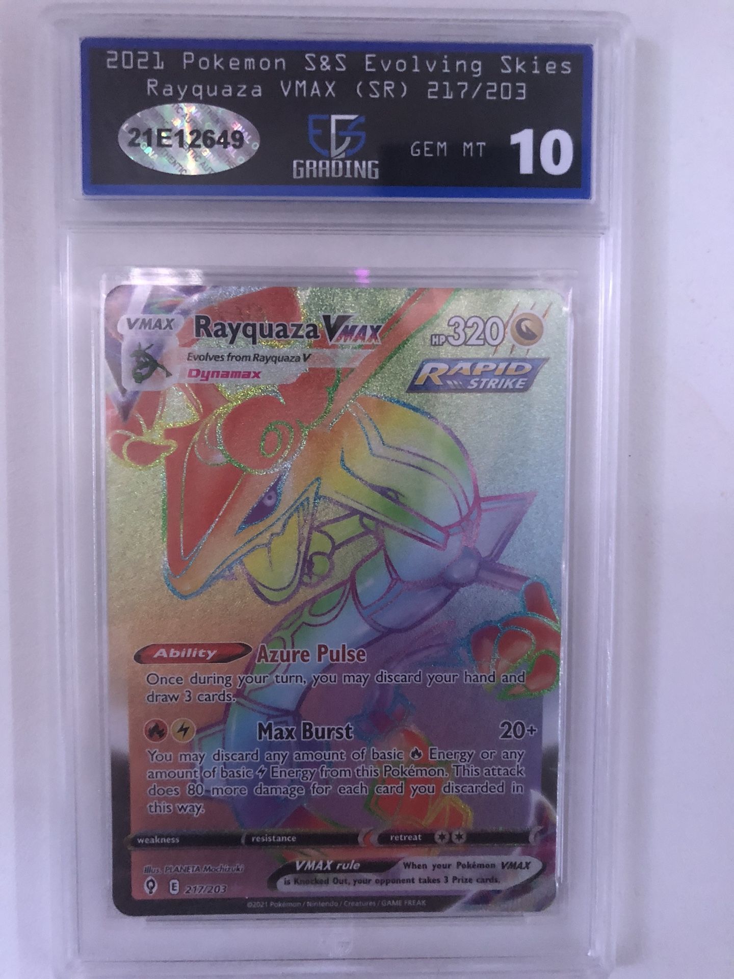 Pokemon Rayquaza Vmax Rainbow Rare EGS 10