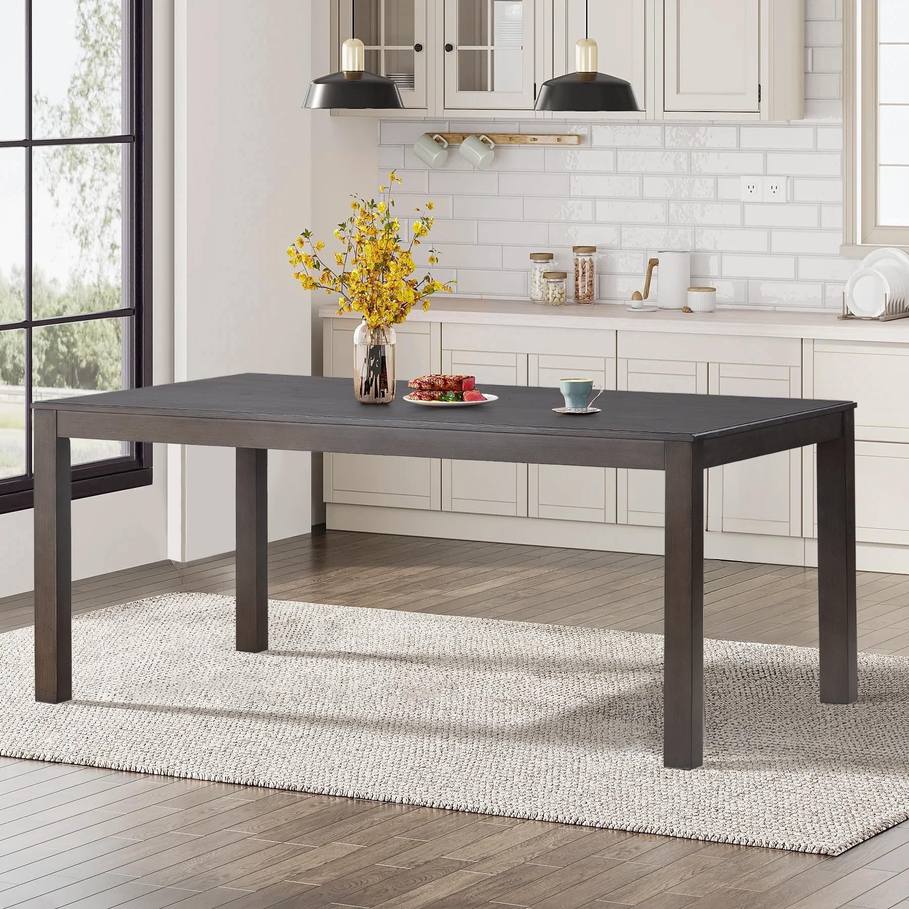 Colamy Wood Rectangle Farmhouse Kitchen Table Model.2023-T
