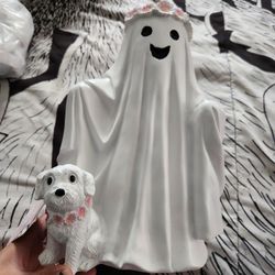 Ghost With Dog Figurine 