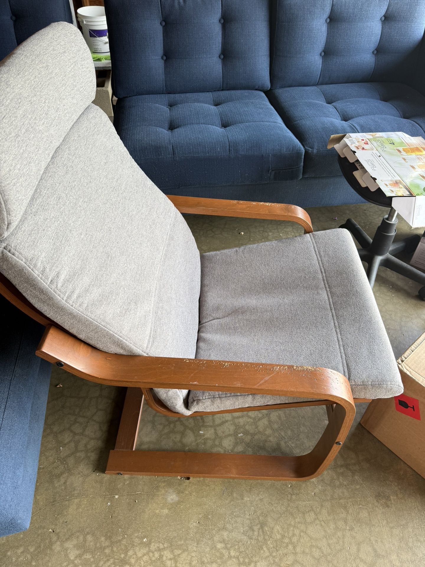 IKEA POANG Chair and Ottoman