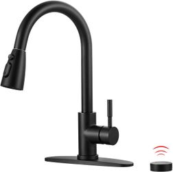 Touchless Kitchen Faucet Stainless Steel: WOWOW Mobile Motion Sensor Kitchen Sink Faucet with Sprayer, Automatic Smart Kitchen Faucet for Sink 1 or 3 