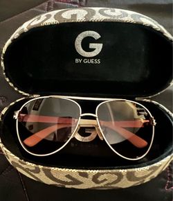 G by Guess woman’s Aviator Shades Rose Gold/white/brown lenses