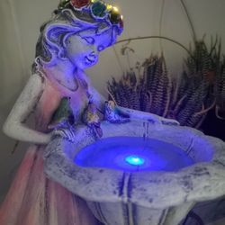 Solar LED Bird Bath Girl Sculpture 11.75" H