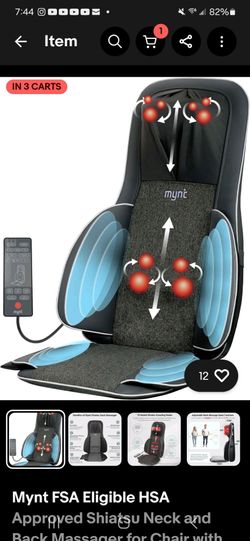 Mynt Shiatsu Neck and Back Massager Seat Cushion