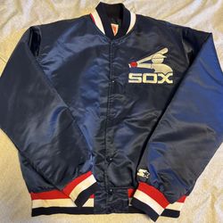 Chicago White Sox Size Large Men Starter Satin Button Up Jacket Vintage