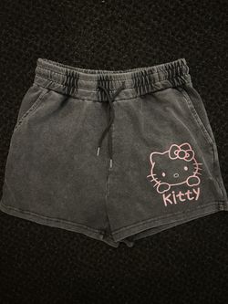 Black And Pink hello Kitty Short Kawaii