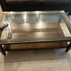 Glass Center Coffee Table And 2 Side Tables