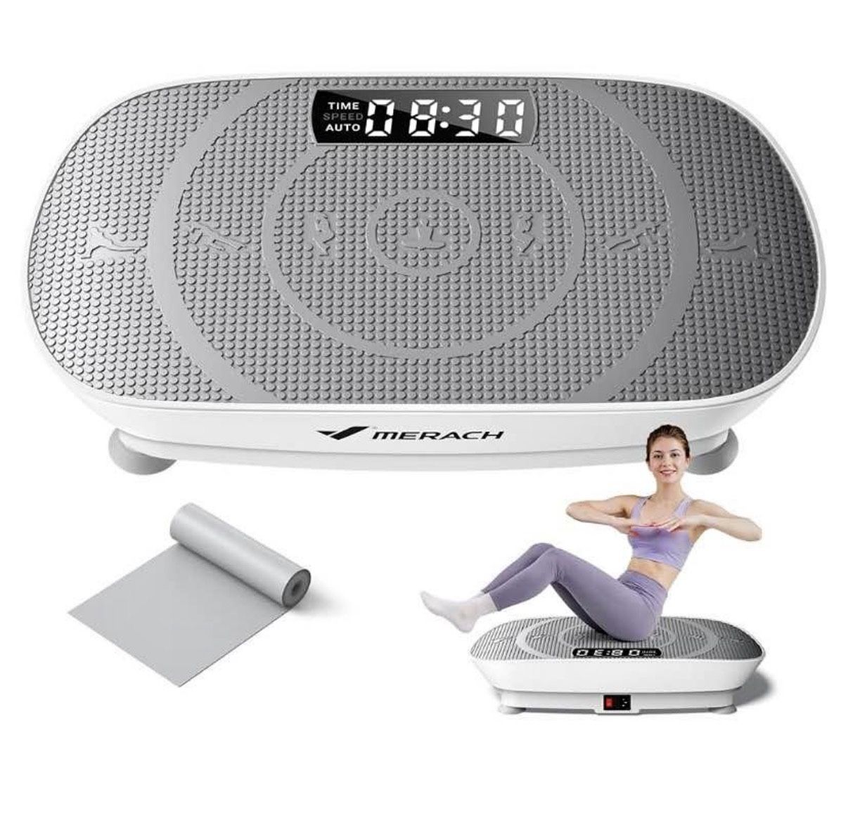 MERACH Vibration Plate Exercise Machine, Whole Body Workout Equipment for Women, Bluetooth and Silicone Pedal, Vibration Plate with Auto Mode, Vibrate