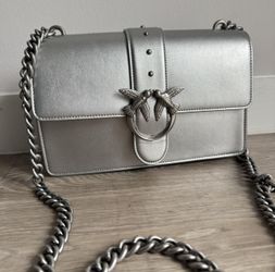 Pinko Silver Tone Apple Skin Made Purse