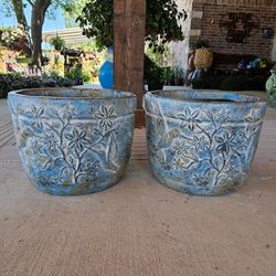 Blue Hummingbird Clay Pots . (Planters) Plants, Pottery, Talavera $55 cada una.