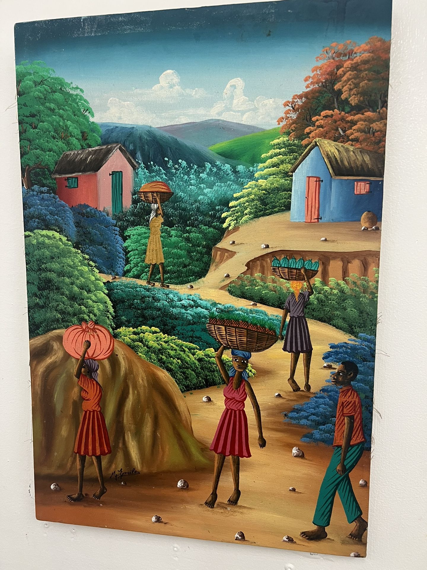 Original Haitian Oil Painting With Vibrant Colors. This Piece Is Signed By The Artist.