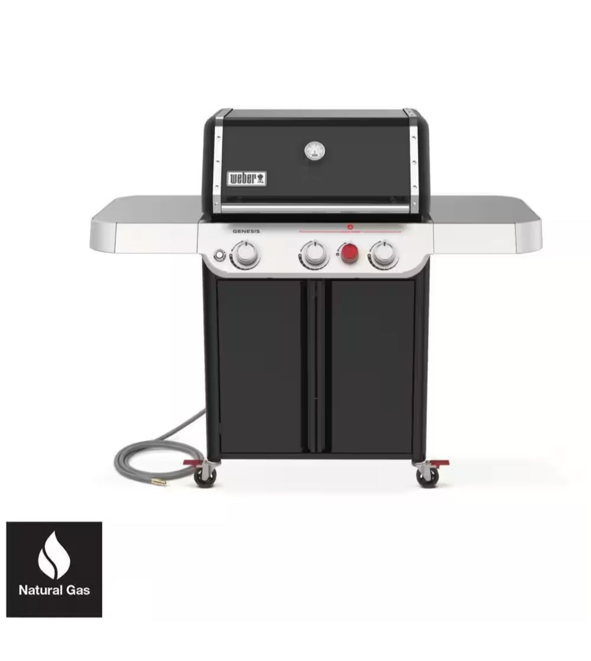 Weber Genesis E-325 3-Burner Natural Gas Grill in Black with Large Sear Zone