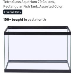 Tetra Glass Aquarium 29 Gallons,
Rectangular Fish Tank,