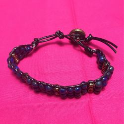 Lapis Lazuli Leather Bracelet Size 7 inches