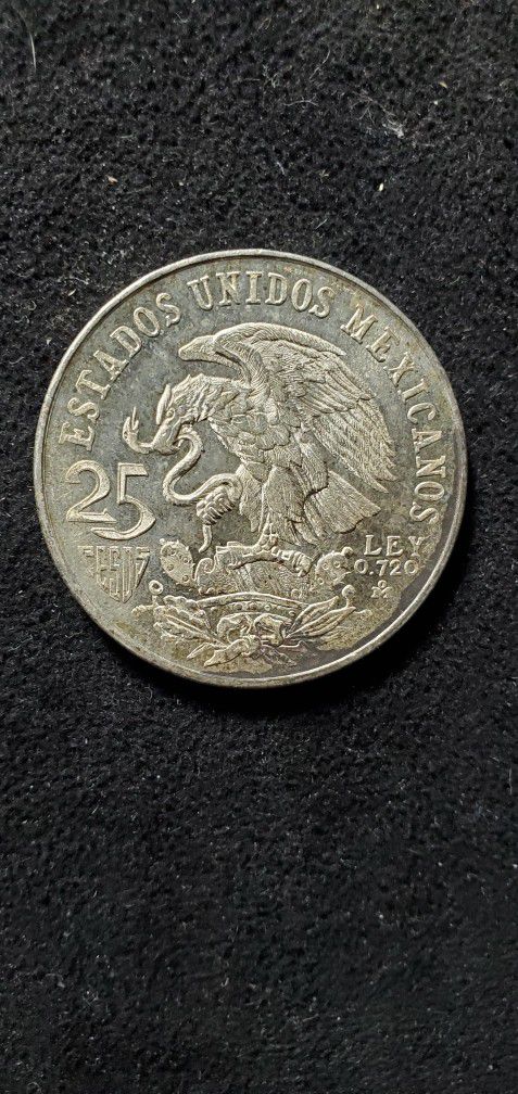 1968 Mexico 25 Pesos Silver 