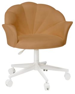 Brown Velvet Desk Chair with Back, Rolling Armless Accent Chair
