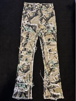 Tree Camo Stacked Flared Jeans